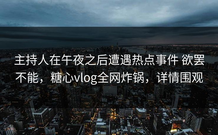 主持人在午夜之后遭遇热点事件 欲罢不能，糖心vlog全网炸锅，详情围观