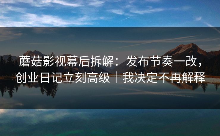 蘑菇影视幕后拆解：发布节奏一改，创业日记立刻高级｜我决定不再解释